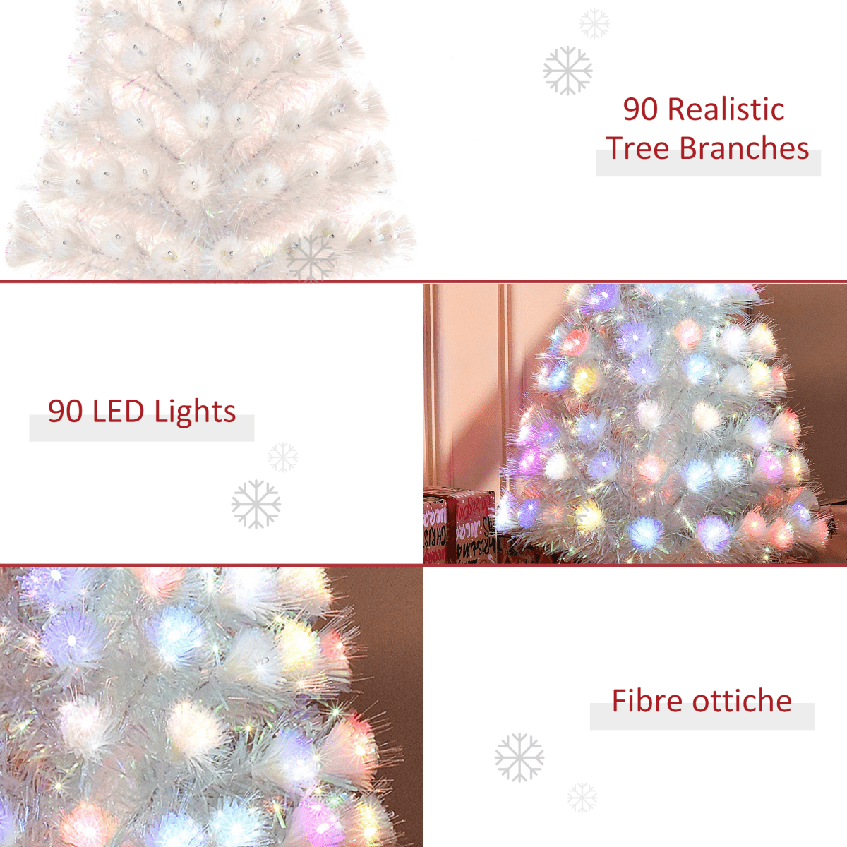 3FT Pre - Lit Artificial Christmas Tree w/ Fibre Optic LED Lights Xmas White - plants - express.com