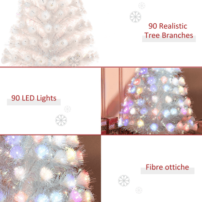 3FT Pre - Lit Artificial Christmas Tree w/ Fibre Optic LED Lights Xmas White - plants - express.com