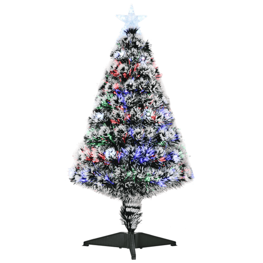 3ft Snowy Prelit Christmas Tree with LED Fiber Optic Lights (Green/White) - plants - express.com
