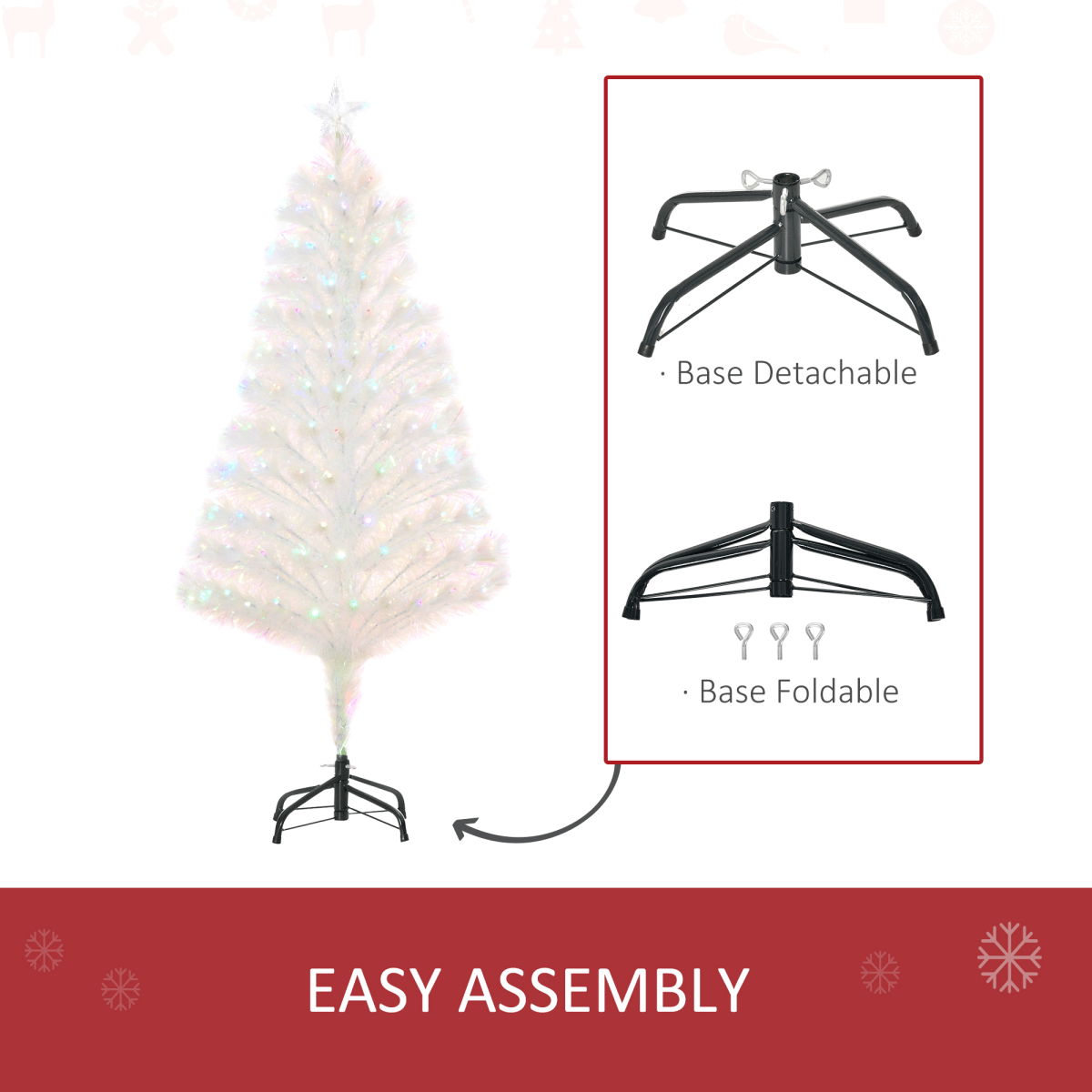 4 Feet Prelit Artificial Christmas Tree with Fiber Optic LED Light White - plants - express.com