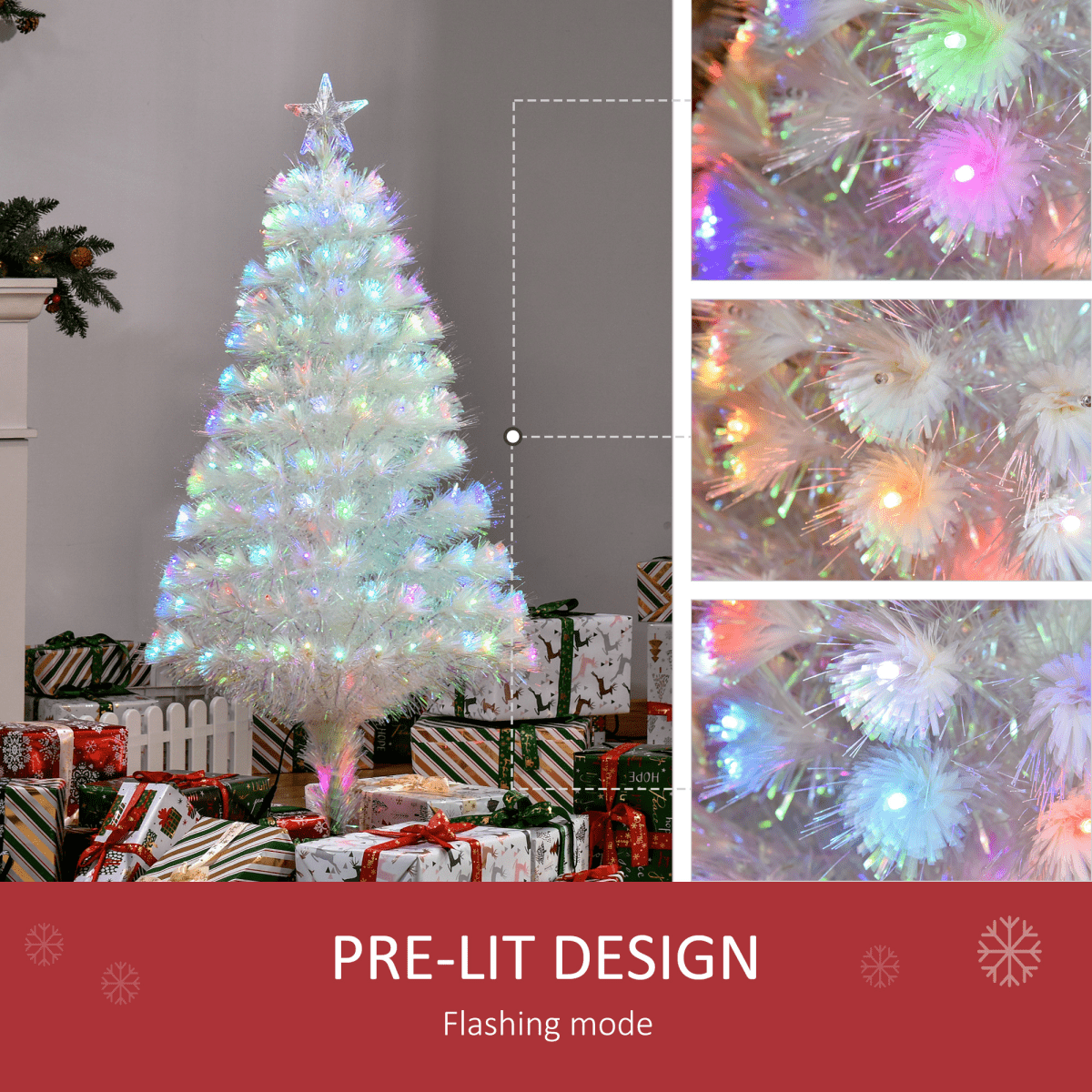 4 Feet Prelit Artificial Christmas Tree with Fiber Optic LED Light White - plants - express.com