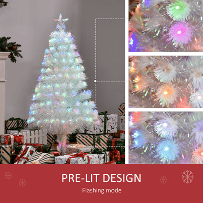4 Feet Prelit Artificial Christmas Tree with Fiber Optic LED Light White - plants - express.com