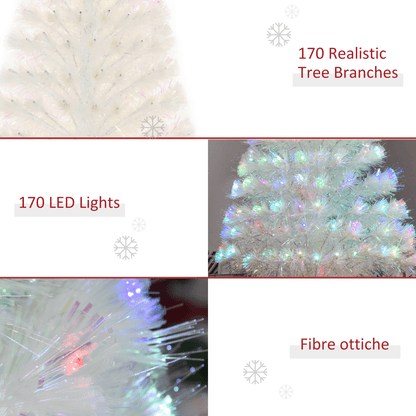 4 Feet Prelit Artificial Christmas Tree with Fiber Optic LED Light White - plants - express.com