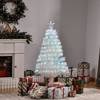 4 Feet Prelit Artificial Christmas Tree with Fiber Optic LED Light White - plants - express.com
