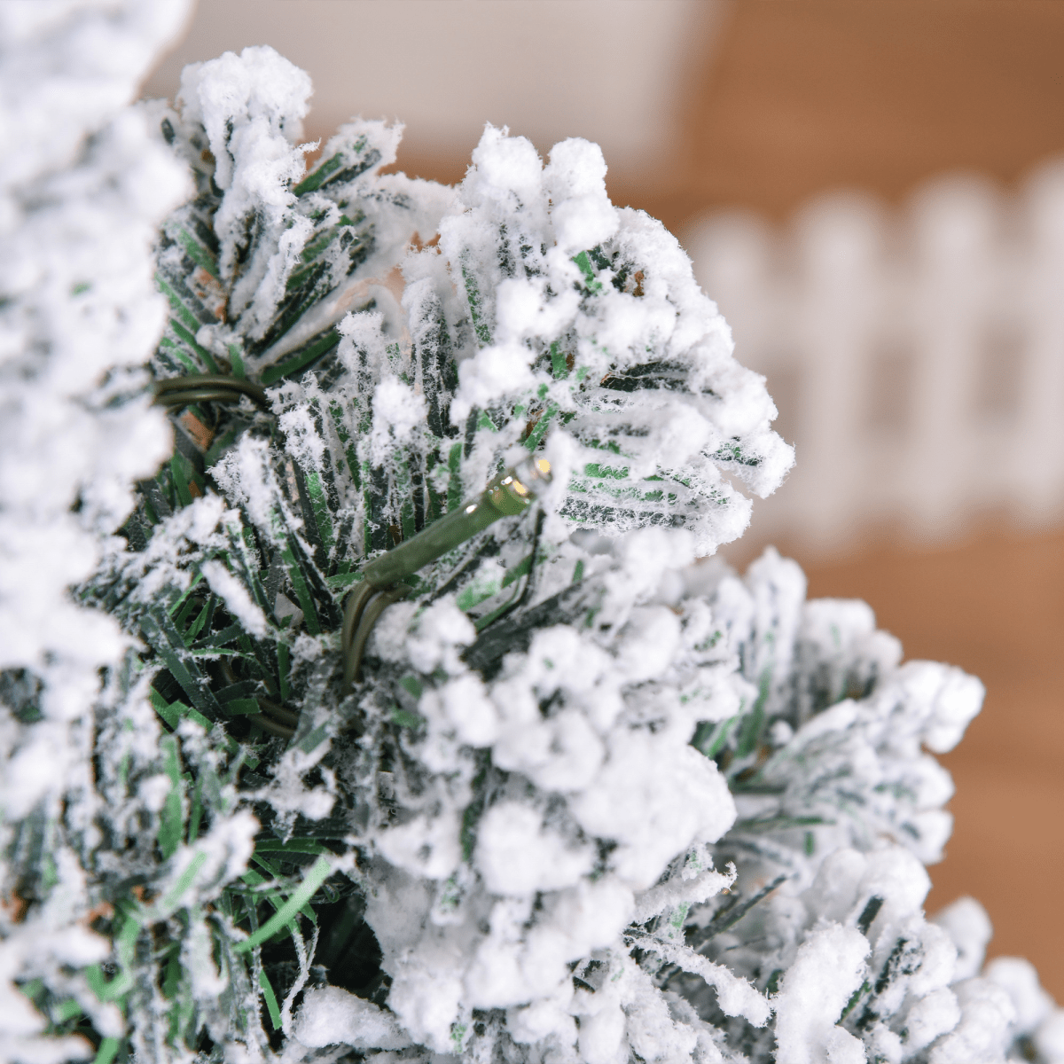 4 Feet Prelit Artificial Snow Flocked Christmas Tree Warm LED Light Green White - plants - express.com