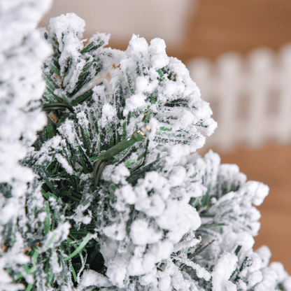 4 Feet Prelit Artificial Snow Flocked Christmas Tree Warm LED Light Green White - plants - express.com