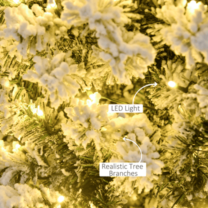 4 Feet Prelit Artificial Snow Flocked Christmas Tree Warm LED Light Green White - plants - express.com