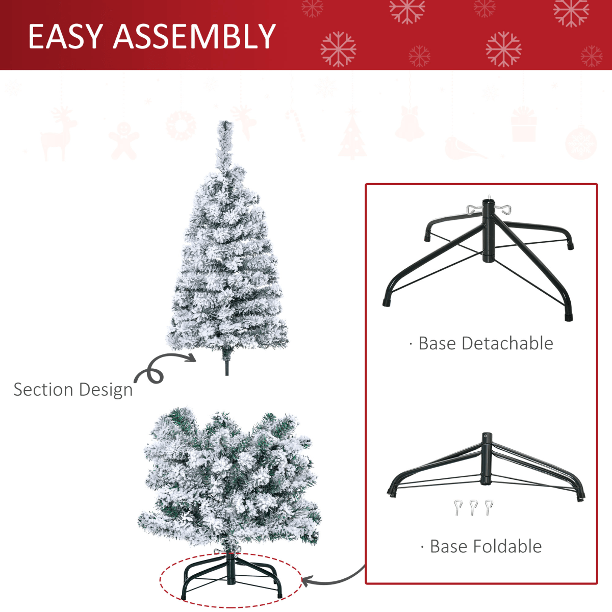 4 Feet Prelit Artificial Snow Flocked Christmas Tree Warm LED Light Green White - plants - express.com