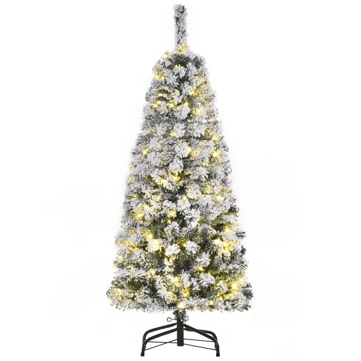 4 Feet Prelit Artificial Snow Flocked Christmas Tree Warm LED Light Green White - plants - express.com