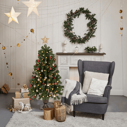 4 - ft Pre - Lit Artificial Christmas Tree with Trophy Base, 120 Warm Lights Remote - plants - express.com