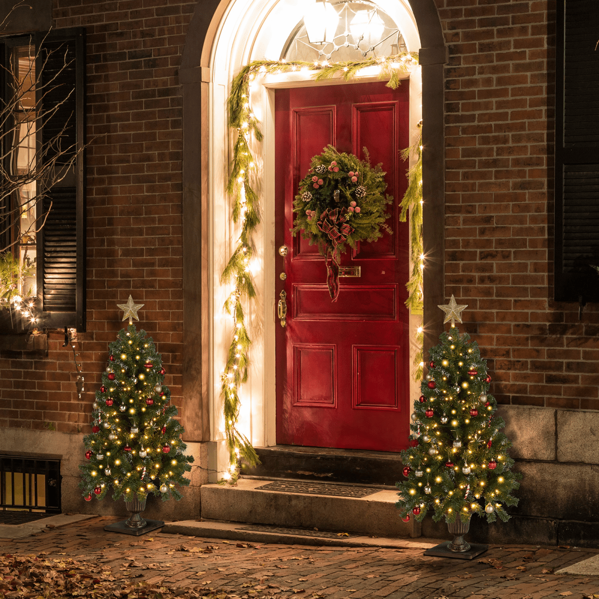 4 - ft Pre - Lit Artificial Christmas Tree with Trophy Base, 120 Warm Lights Remote - plants - express.com