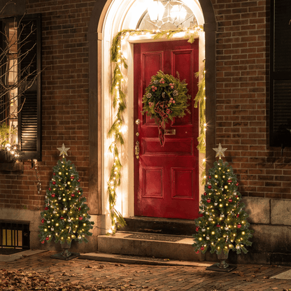 4 - ft Pre - Lit Artificial Christmas Tree with Trophy Base, 120 Warm Lights Remote - plants - express.com