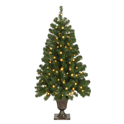 4 - ft Pre - Lit Artificial Christmas Tree with Trophy Base, 120 Warm Lights Remote - plants - express.com