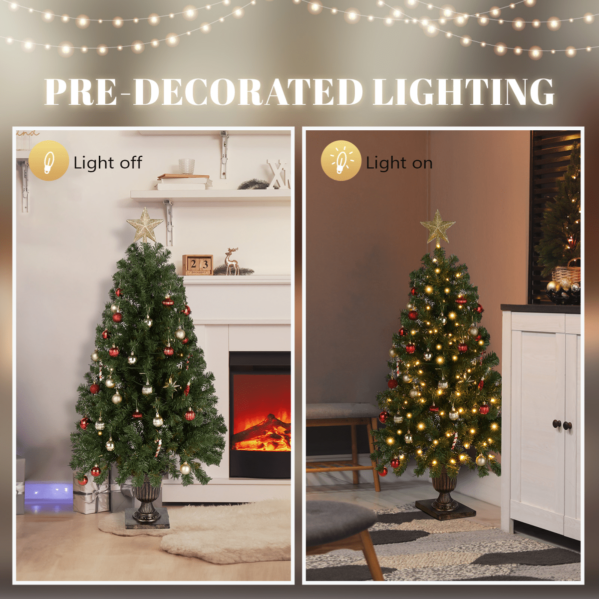 4 - ft Pre - Lit Artificial Christmas Tree with Trophy Base, 120 Warm Lights Remote - plants - express.com