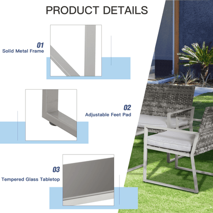 4 - Piece Outdoor Garden Rattan Seating Furniture Set Grey - plants - express.com