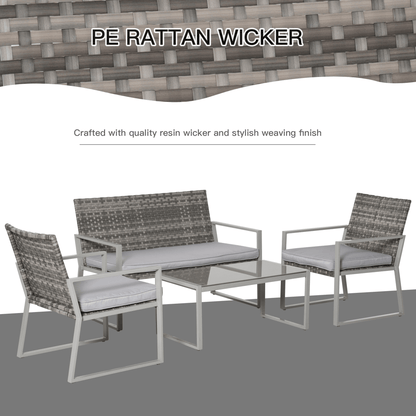 4 - Piece Outdoor Garden Rattan Seating Furniture Set Grey - plants - express.com