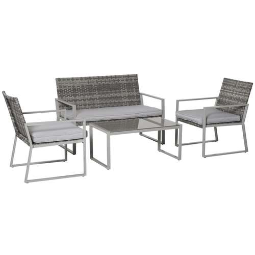 4 - Piece Outdoor Garden Rattan Seating Furniture Set Grey - plants - express.com