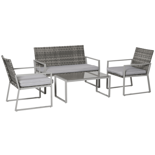 4 - Piece Outdoor Garden Rattan Seating Furniture Set Grey - plants - express.com