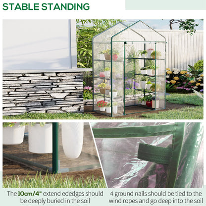 4 Tiers 8 Shelves Metal Frame Walk in Portable Greenhouse 143Lx73Wx195Hcm - plants - express.com