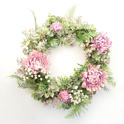 45cm Artificial Pink Floral Blossom Wreath - plants - express.com