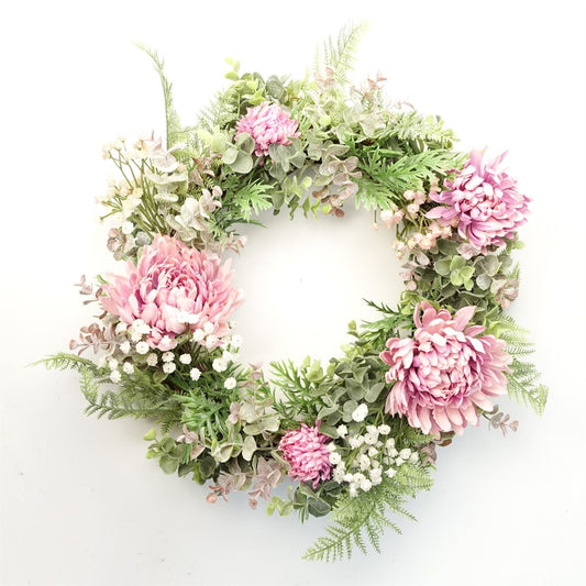 45cm Artificial Pink Floral Blossom Wreath - plants - express.com