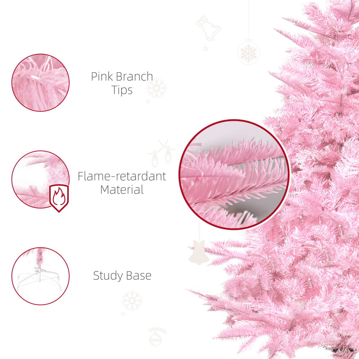 4FT Artificial Christmas Tree Holiday Xmas Automatic Open for Home Party Pink - plants - express.com