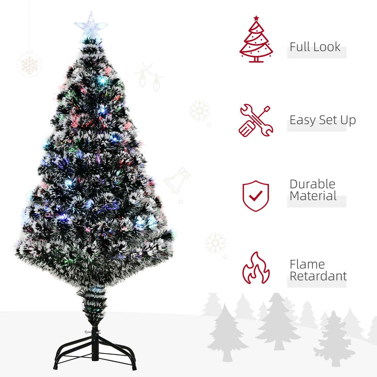 4ft Artificial Prelit Christmas Tree Snow Tree LED Fiber Optics Green White - plants - express.com
