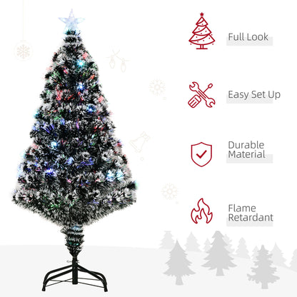 4ft Artificial Prelit Christmas Tree Snow Tree LED Fiber Optics Green White - plants - express.com