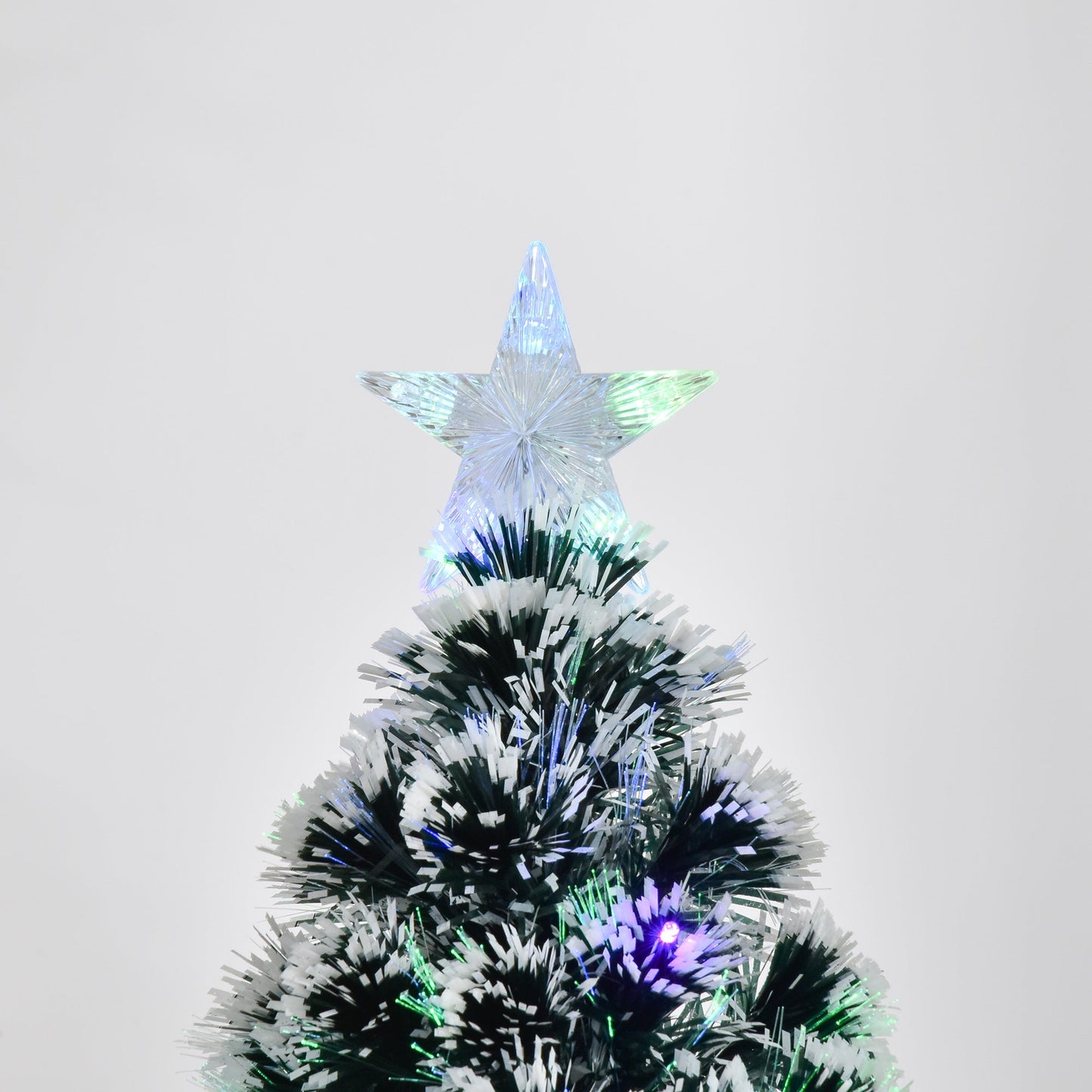 4ft Artificial Prelit Christmas Tree Snow Tree LED Fiber Optics Green White - plants - express.com