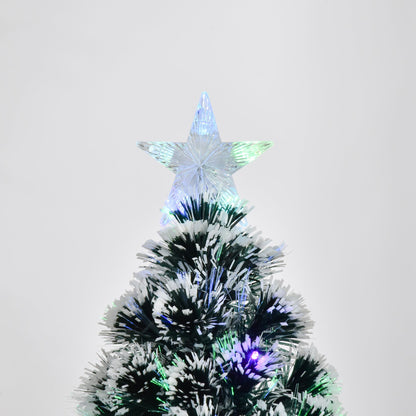 4ft Artificial Prelit Christmas Tree Snow Tree LED Fiber Optics Green White - plants - express.com