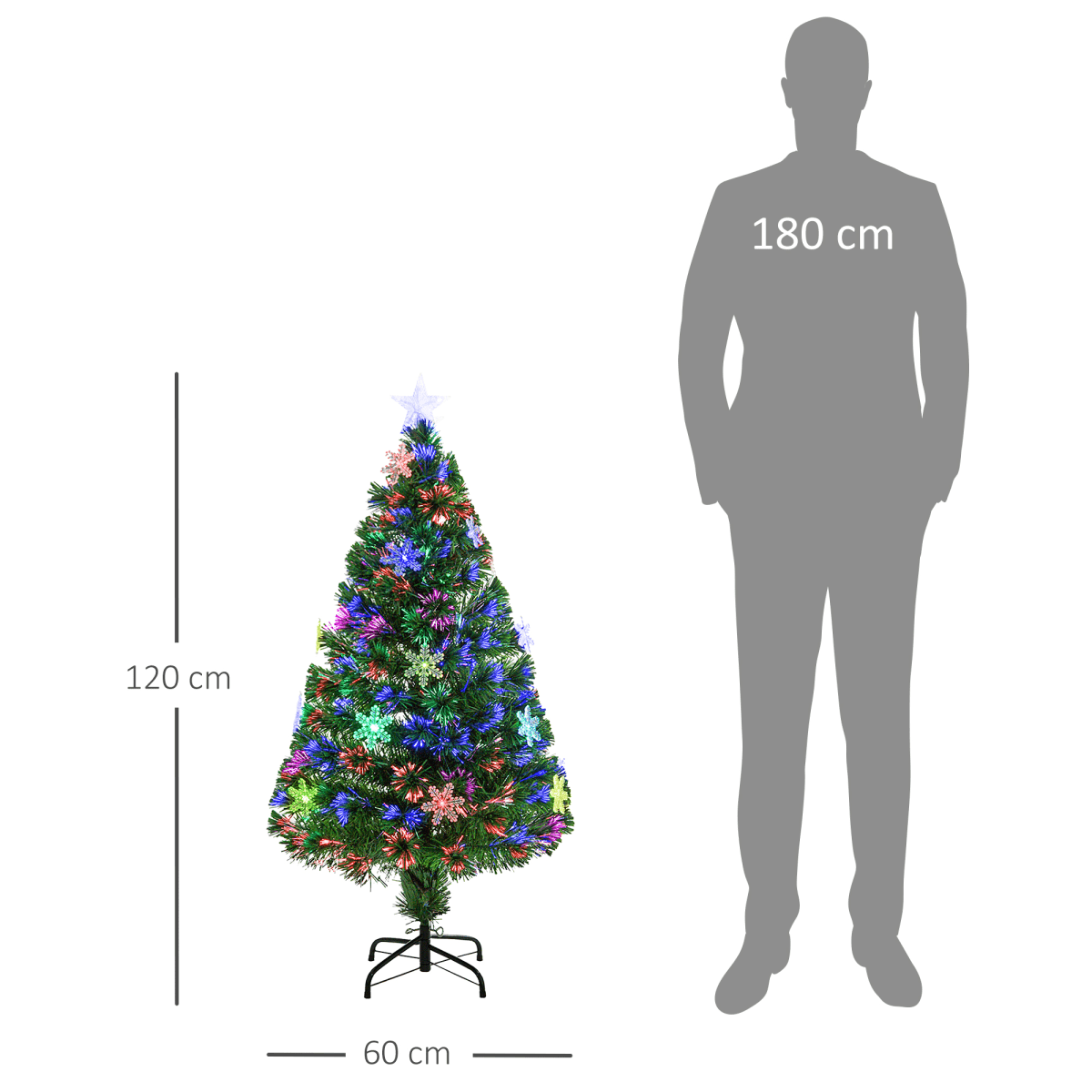 4FT Fibre Optic Christmas Tree with LED Snowflakes - Fireproof & Festive! - plants - express.com