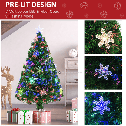 4FT Fibre Optic Christmas Tree with LED Snowflakes - Fireproof & Festive! - plants - express.com