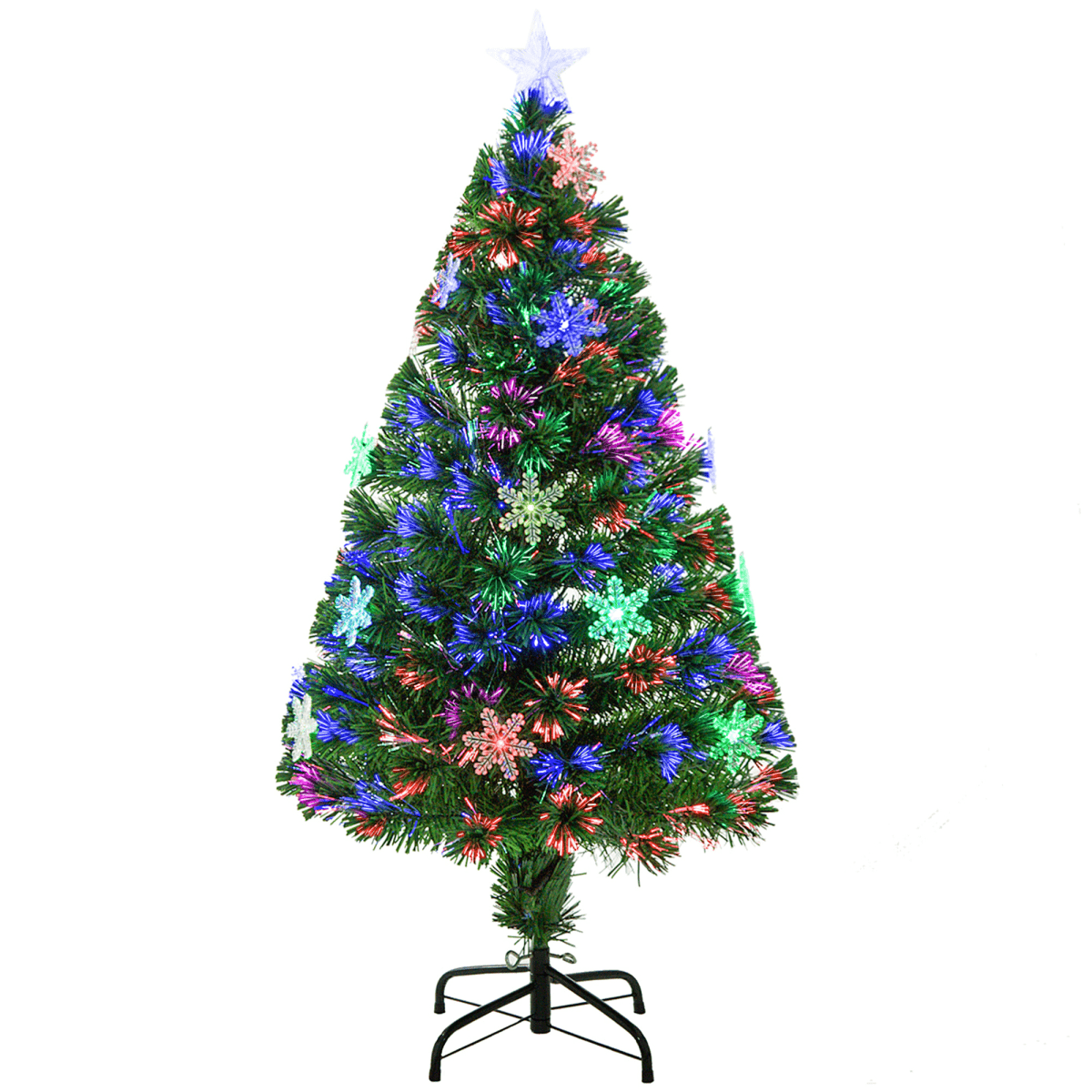 4FT Fibre Optic Christmas Tree with LED Snowflakes - Fireproof & Festive! - plants - express.com