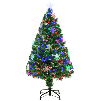 4FT Fibre Optic Christmas Tree with LED Snowflakes - Fireproof & Festive! - plants - express.com