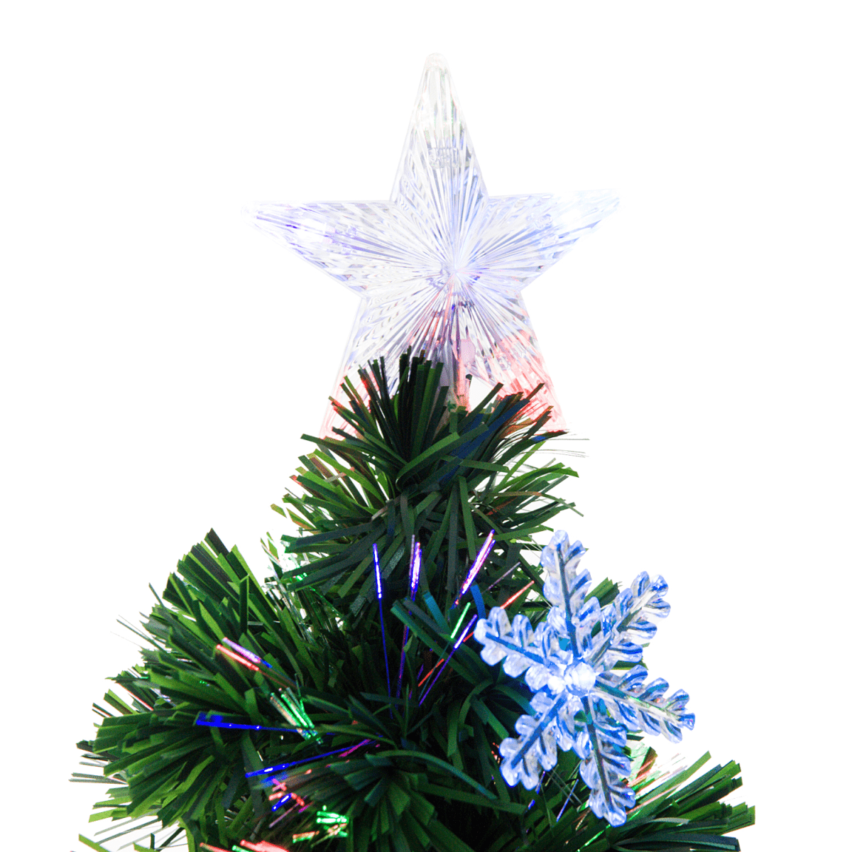4FT Fibre Optic Christmas Tree with LED Snowflakes - Fireproof & Festive! - plants - express.com