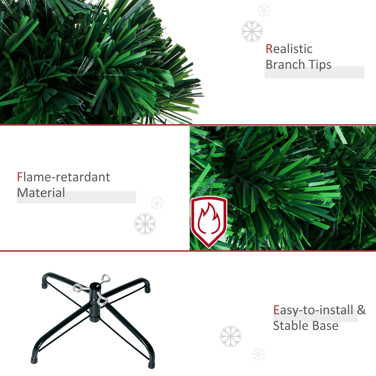 4FT Fibre Optic Christmas Tree with LED Snowflakes - Fireproof & Festive! - plants - express.com