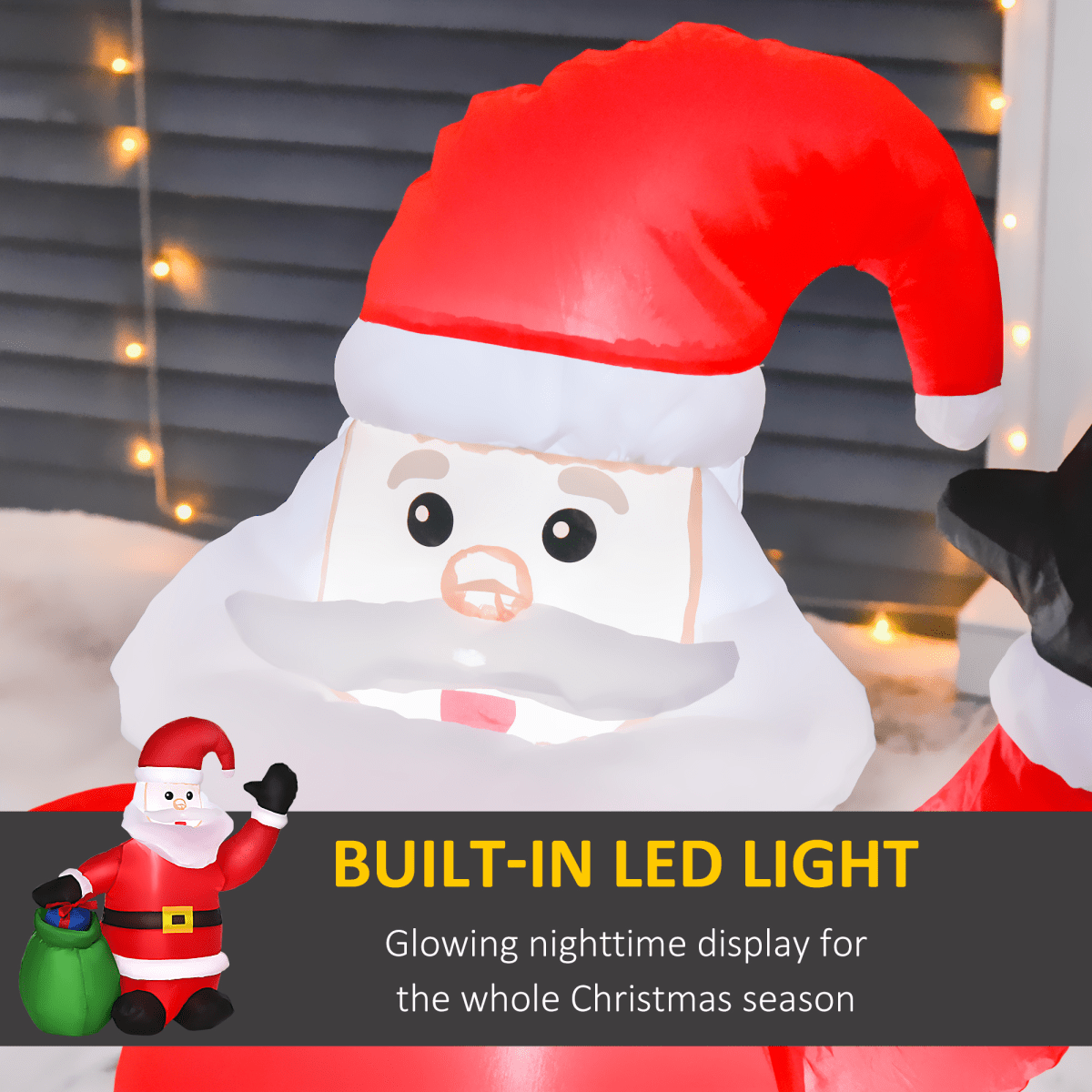 4ft LED Santa Inflatable Yard Decoration - Indoor/Outdoor - plants - express.com