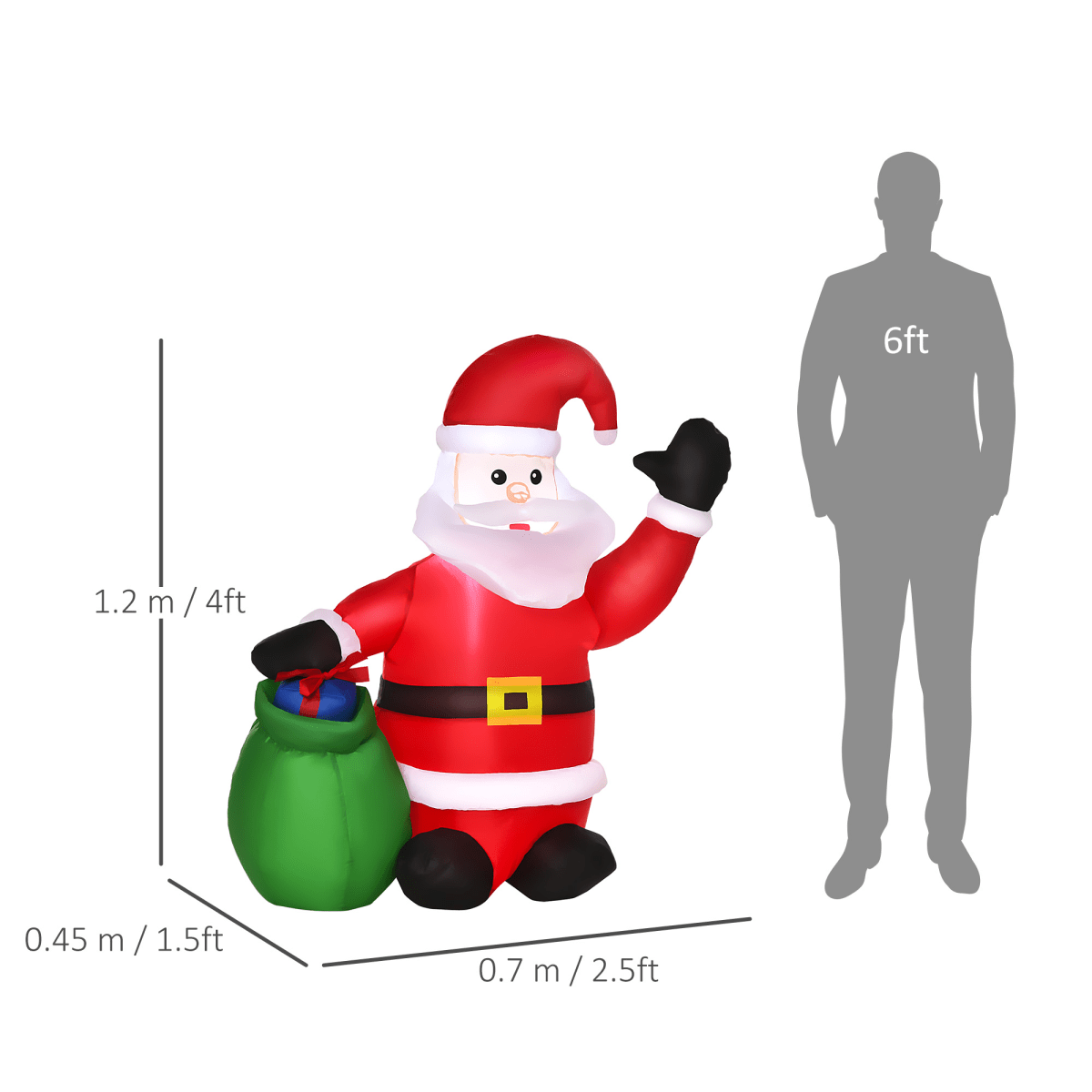 4ft LED Santa Inflatable Yard Decoration - Indoor/Outdoor - plants - express.com