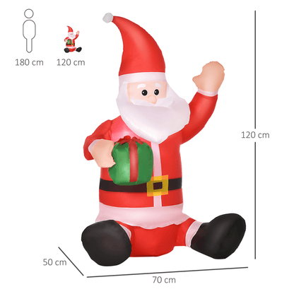 4ft LED Santa Sitting Inflatable Holding Gift - Outdoor Christmas Decor - plants - express.com
