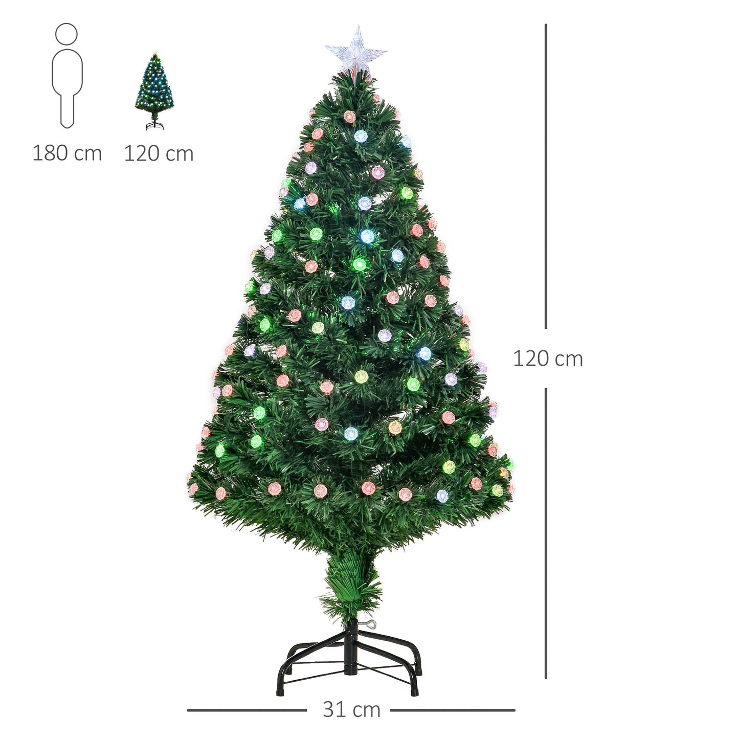 4FT PreLit Artificial Christmas Tree Fibre Optic Deco LED Light Xmas Deco Green - plants - express.com