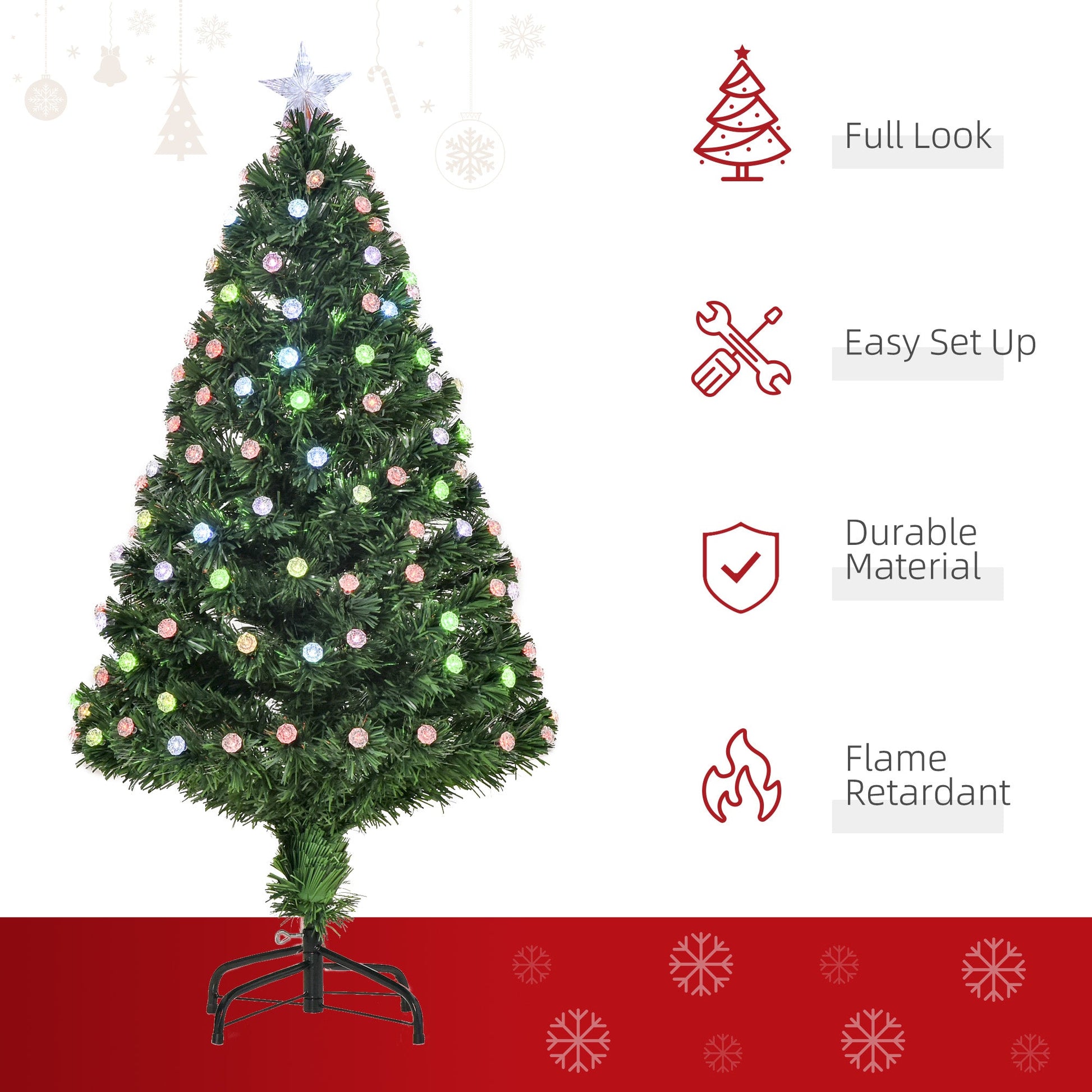 4FT PreLit Artificial Christmas Tree Fibre Optic Deco LED Light Xmas Deco Green - plants - express.com