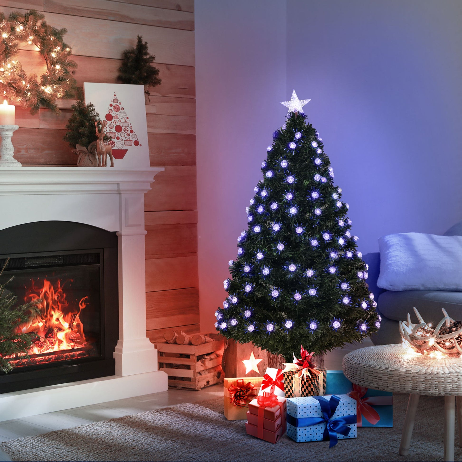4FT PreLit Artificial Christmas Tree Fibre Optic Deco LED Light Xmas Deco Green - plants - express.com
