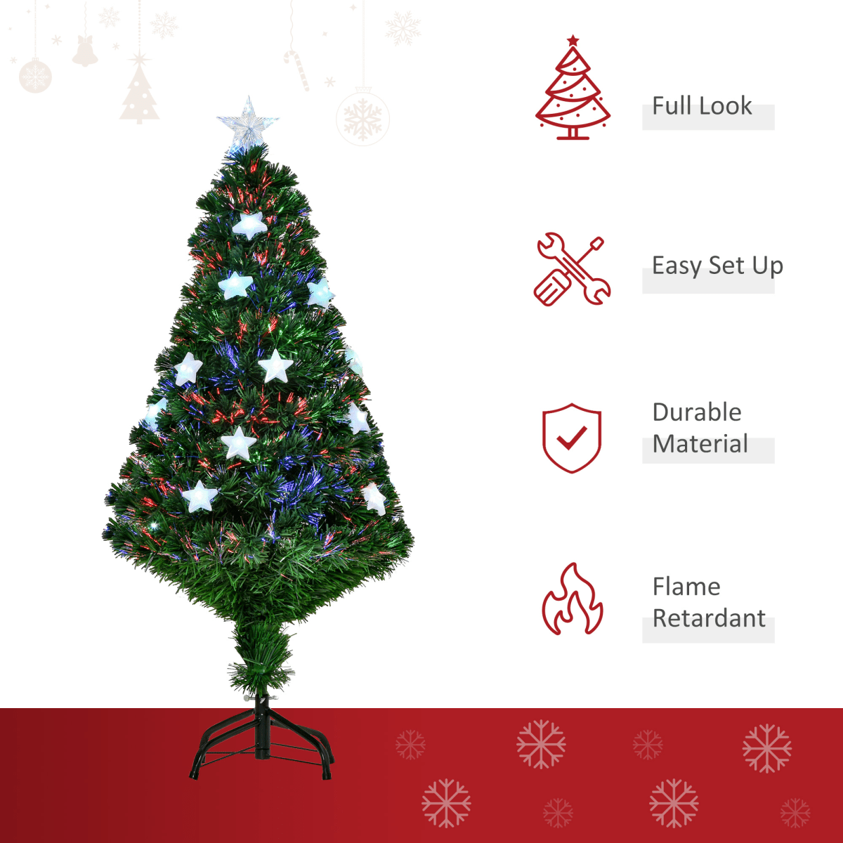 4FT Prelit Artificial Christmas Tree Fibre Star Xmas LED Light Indoor Green - plants - express.com