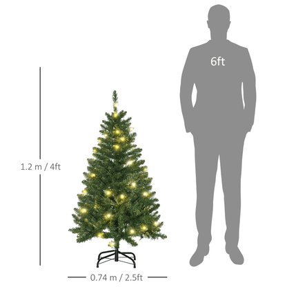4ft Warm White LED Christmas Tree, Green - 8 Modes & Foldable Base - plants - express.com