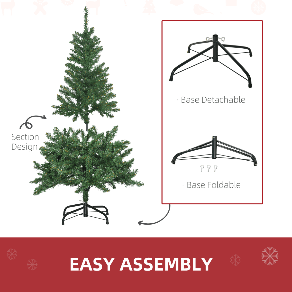 4ft Warm White LED Christmas Tree, Green - 8 Modes & Foldable Base - plants - express.com