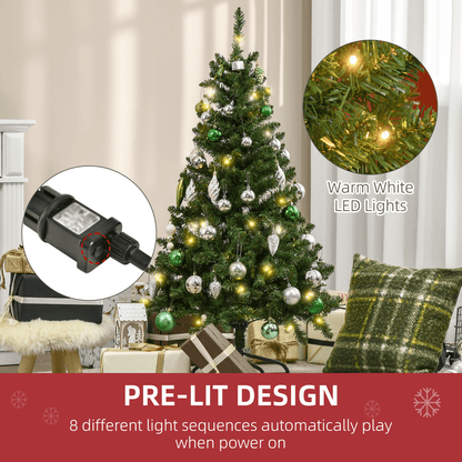 4ft Warm White LED Christmas Tree, Green - 8 Modes & Foldable Base - plants - express.com