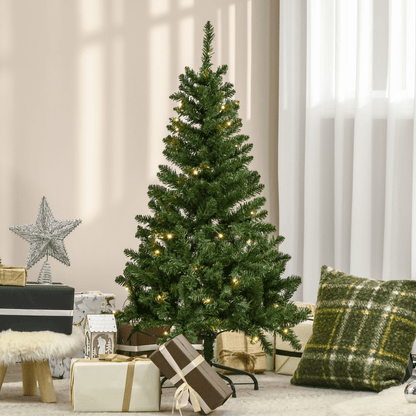 4ft Warm White LED Christmas Tree, Green - 8 Modes & Foldable Base - plants - express.com