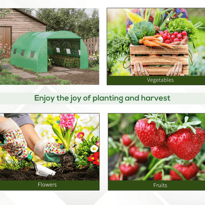 4x3x2m Tunnel Greenhouse Walk - In Hot House Roll Up Door & 6 Windows - Green - plants - express.com