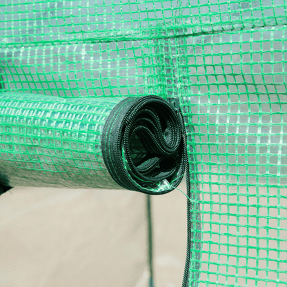 4x3x2m Tunnel Greenhouse Walk - In Hot House Roll Up Door & 6 Windows - Green - plants - express.com