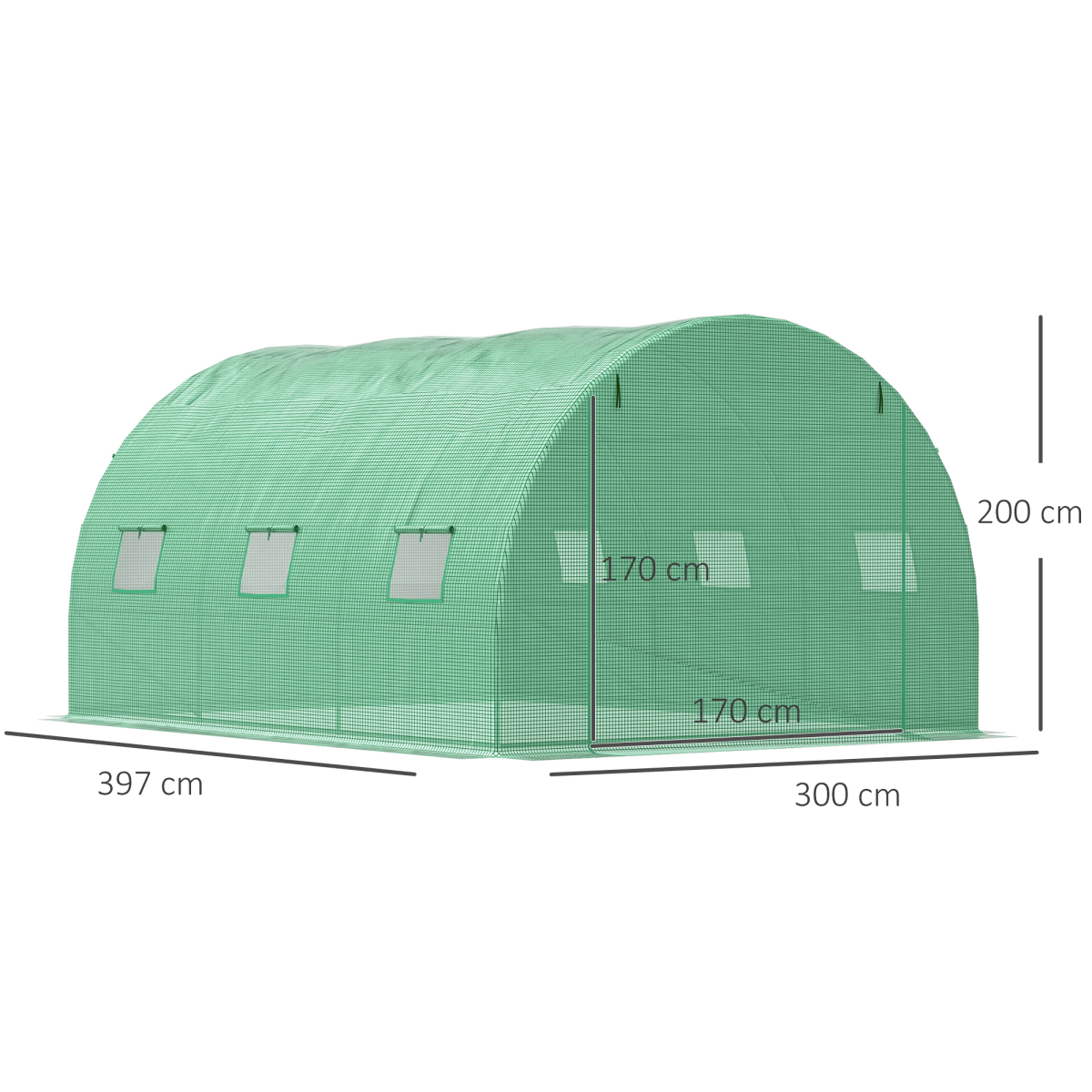 4x3x2m Tunnel Greenhouse Walk - In Hot House Roll Up Door & 6 Windows - Green - plants - express.com